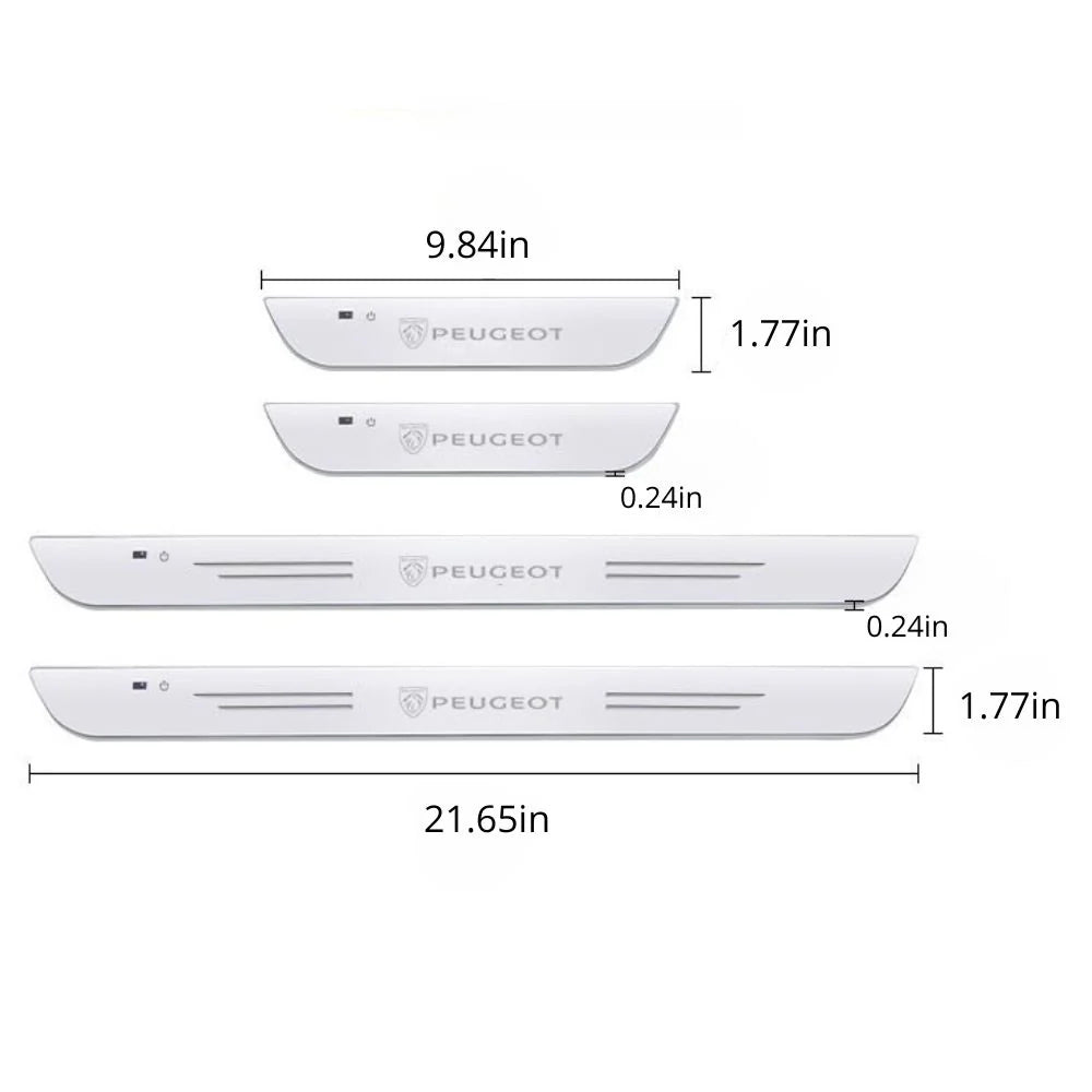 Pakke med 2 LED-dørtrinnsplater for bil